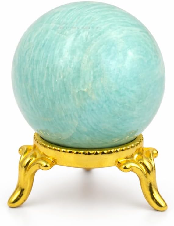 Wholesale Gem Shop Natural Amazonite Quartz 40-45 mm Ball Sphere Gemstone A+ Hand Carved Crystal Altar Healing Devotional Focus Spiritual Chakra Cleansing Metaphysical Gift for Men Women
