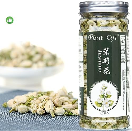 Plant Gift Jasmine Tea Dried Flowers, 100% Natural Pure Herbal Tea, Loose Leaf White Jasmine Can Mix Green Tea, Can Extract Jasmine Essential Oil 30G / 1 Oz