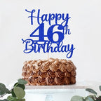 Kaoenla Glitter Happy 46th Birthday Cake Topper,Hello 46，Cheers to 46 Years,46th Anniversary /46 years old birthday Party Deco (46th, blue)
