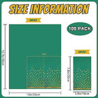 100 Pcs Green Paper Napkins - Gold Dot Party Napkins Disposable Green Dinner Napkins for Birthday Bathroom Wedding Graduation Party Supplies