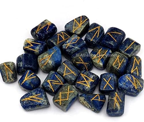 Amazing Gemstone Lapis Lazuli Crystal Runes Set of 25 Engraved Rune Stones with Runes Book PDF