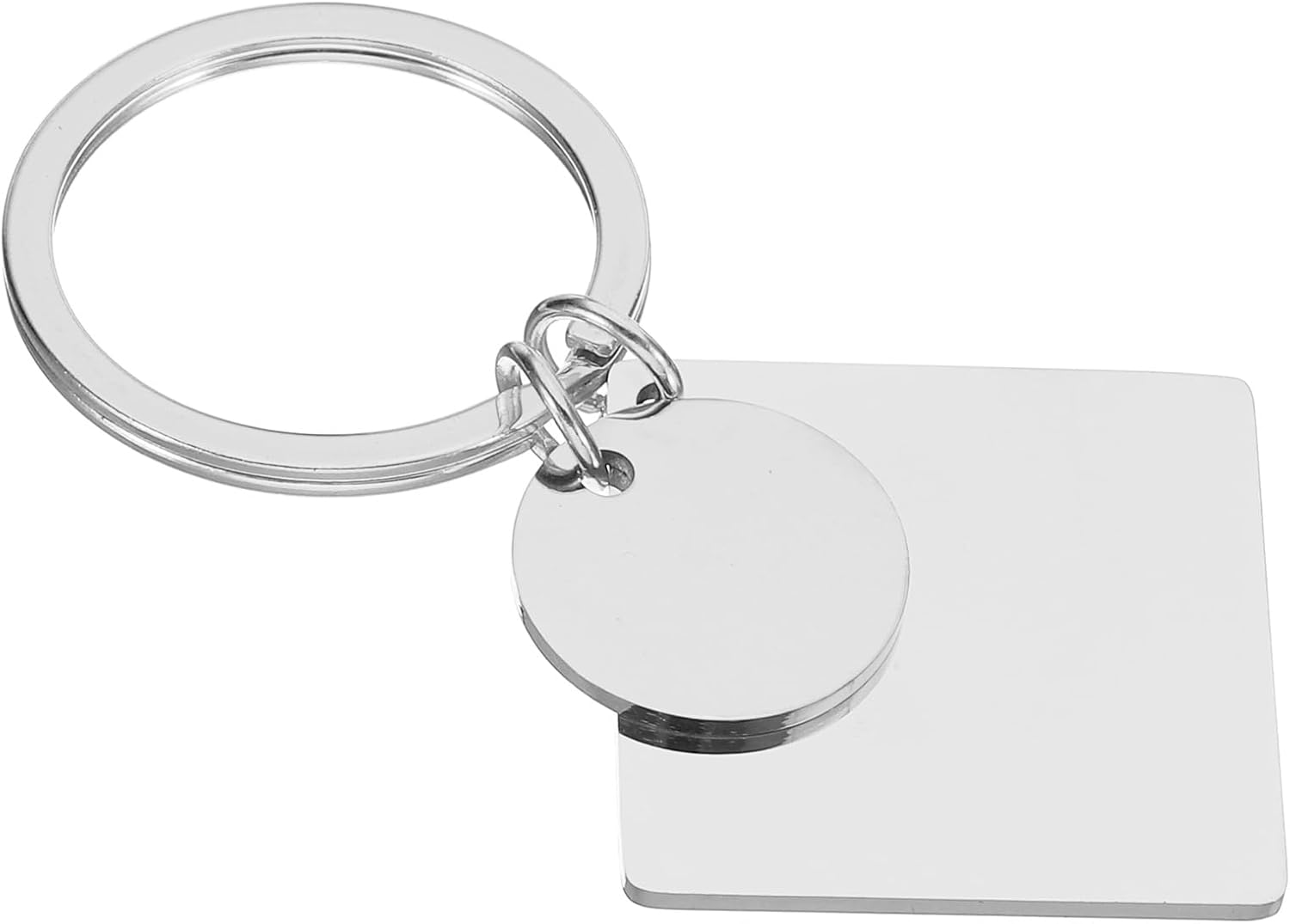 PATIKIL Metal Stamping Blanks, Keychain Square Tags Stainless Steel DIY Round Name Tag for Laser Engraving