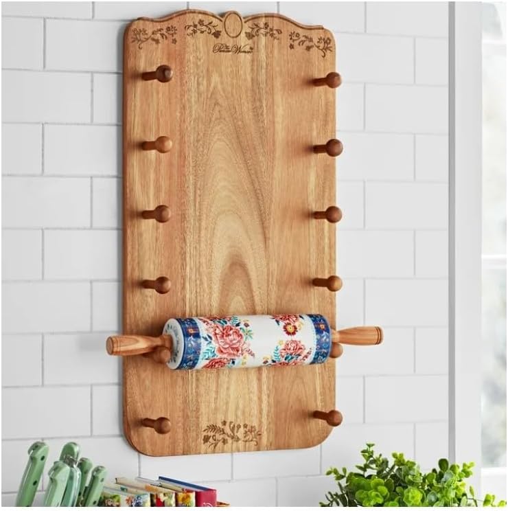 Pioneer Woman 26~Inch Ceramic French Rolling Pin Dough Roller with Holder.