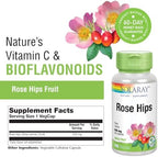 SOLARAY Rose Hips Fruit 550mg | Healthy Skin, Joints & Immune Function Support | Source of Vitamin C & Bioflavonoids | Non-GMO & Vegan | 100 VegCaps