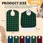 ramede 6 Pack Washable Adult Bibs for Eating Reusable Waterproof Clothing Protector with Detachable Crumb Catcher, Bibs for Elderly Women and Men, Senior Citizen Feeding Bibs