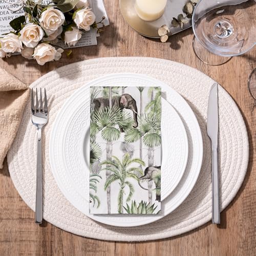 RUSPEPA Decorative Paper Hand Towels Jungle Elephant Disposable Napkins for Bathroom, Guest Room and Kitchen, 3 Ply 4.3" x 7.5" Folded Seasonal Dinner Decorative for Wedding, Baby Shower, 50 Packs