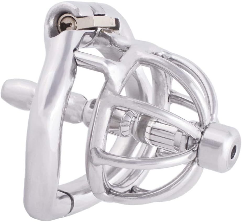 TERNENCE Chastity Locked Small Male Ergonomic Design Cock Cage with Urethral Tube T245 (45mm M Size)