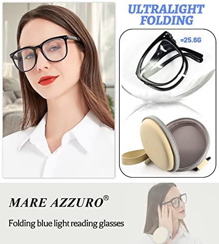 MARE AZZURO Folding Blue Light Blocking Reading Glasses Women Computer Readers 1.0 1.25 1.5 1.75 2.0 2.25 2.5 2.75 3.0 3.5