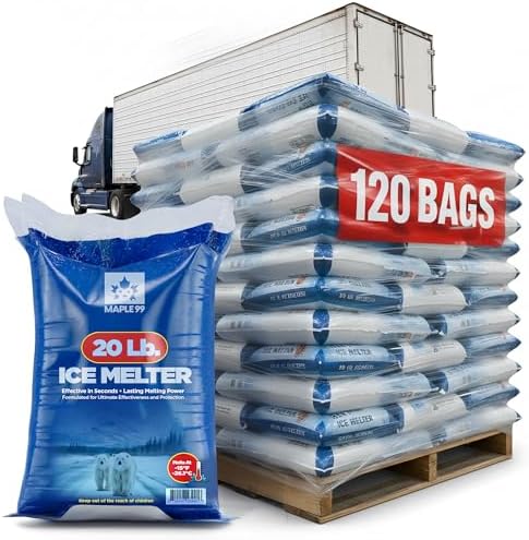 Ice Melt Safer for Concrete -20 lb Bag, Snow Salt Ice Melt, Salt for Snow and Ice Removal, Sidewalk Salt, Driveway Salt, Snow Melt is Effective Up to -15