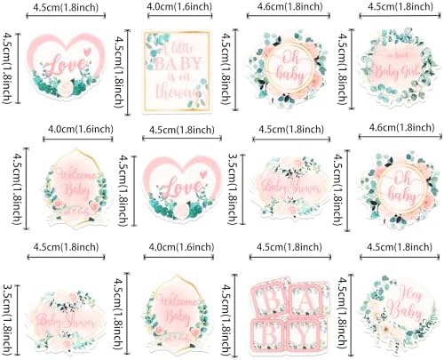 64 PCS Edible Baby Shower Cupcake Toppers Wafer Paper Floral Leaves Welcome Baby Girl Cupcake Picks Edible Love Baby in Bloom Cake Decorations for Gender Reveal Theme Girls Birthday Party Supplies