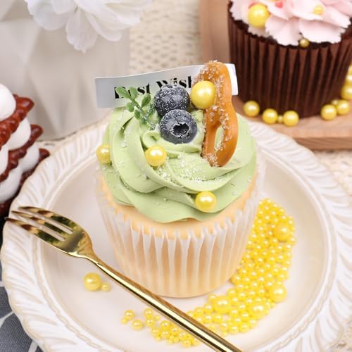 Yellow Sprinkles for Cake Decorating, 130g/4.6oz Edible Yellow Pearl Sprinkles Mix, Sugar Candy Pearls for Baking, Cookie Decorations and Cupcake Toppings, Wedding Party Supplies