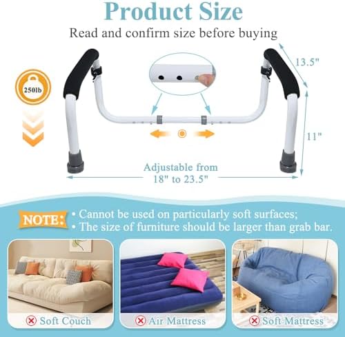 Couch Cane Stand Up Assist Chair Lift Devices for Seniors Elderly Couch Rails Assistance Bed Handles Seat Assist Grab Bar Standing Mobility Aids Equipment Fall Prevention Handicap Seat Lifter
