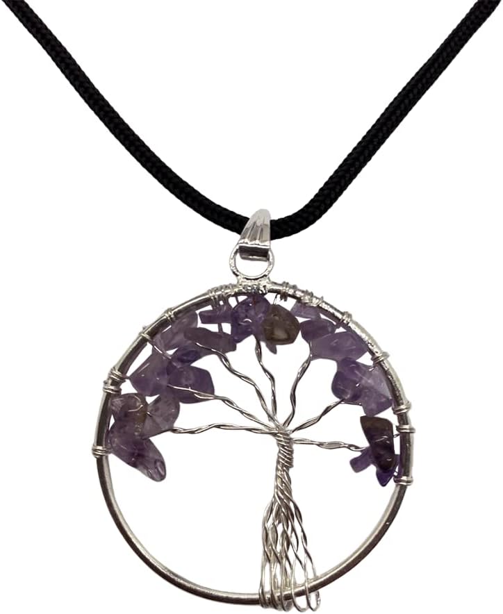 VIE Naturals Tree of Life Pendant, Amethyst, 30mm