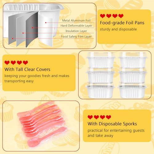 LNYZQUS 4” Mini Cake Pans with Lids 25 Pack,10oz Small Foil Baking Tins Individual Muffin Cups for Bread Brownies, Disposable Square Cupcake Containers for Wedding Holiday Bake Sale-White