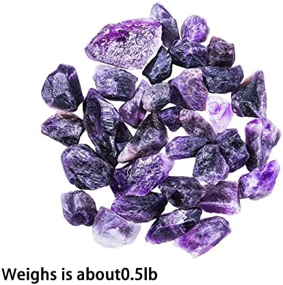 Apengshi 1/2 lb（230g） Natural Amethyst Rough Stone Crystal Dream Amethyst Healing Crystal Chakra Raw Stone Meditation Reiki Collection