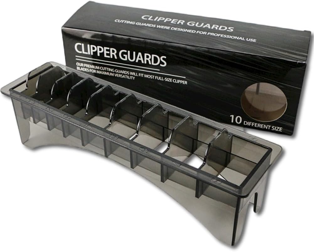 Clipper Guard Holder，Clipper Holder with 10 Slots Barber Accessories Barber Supplies Professional Organizer Hair Clipper Guards Set Fits for Clipper Guard with Color Coded（1/16"-1"）