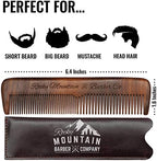 Hair Comb - Wood with Anti-Static & No Snag with Fine and Medium Tooth for Head Hair, Beard, Mustache with Premium Carrying Pouch in Design in Gift Box