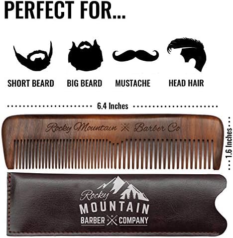 Hair Comb - Wood with Anti-Static & No Snag with Fine and Medium Tooth for Head Hair, Beard, Mustache with Premium Carrying Pouch in Design in Gift Box