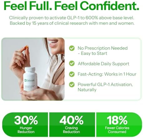 Calorie Control Supplement 6X Natural GLP-1 Support, Official & Patented Amarasate Formula, Plant Based Dietary GLP1 Supplement, Manages Appetite, Hunger & Cravings, 1 Month Average Supply, 90 Count