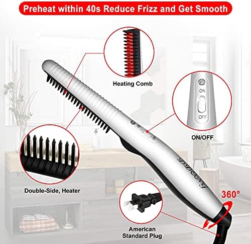 Beard Straightener Comb for Men,Hair Hot Comb,Quick Electric Heated Beard Brush Styler,Travel Portable Styling Comb beard iron, Multifunctional Straightening Brush