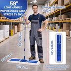 36" Commercial Dust Mop: Dry Dust Broom for Hardwood Floors Cleaning - 2 Mop Pads 59" Long Handle Heavy Duty Frame - Industrial Professional Cleaning Supplies for Hotel Warehouse School Janitor
