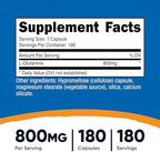 Nutricost L-Glutamine 800mg, 180 Capsules - Gluten Free, Non-GMO