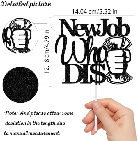 New Job Who Dis Cake Topper The Beginning of a New Chapter Decor for Going Away/Corporation Farewell Party Decoration Supplies Black Glitter