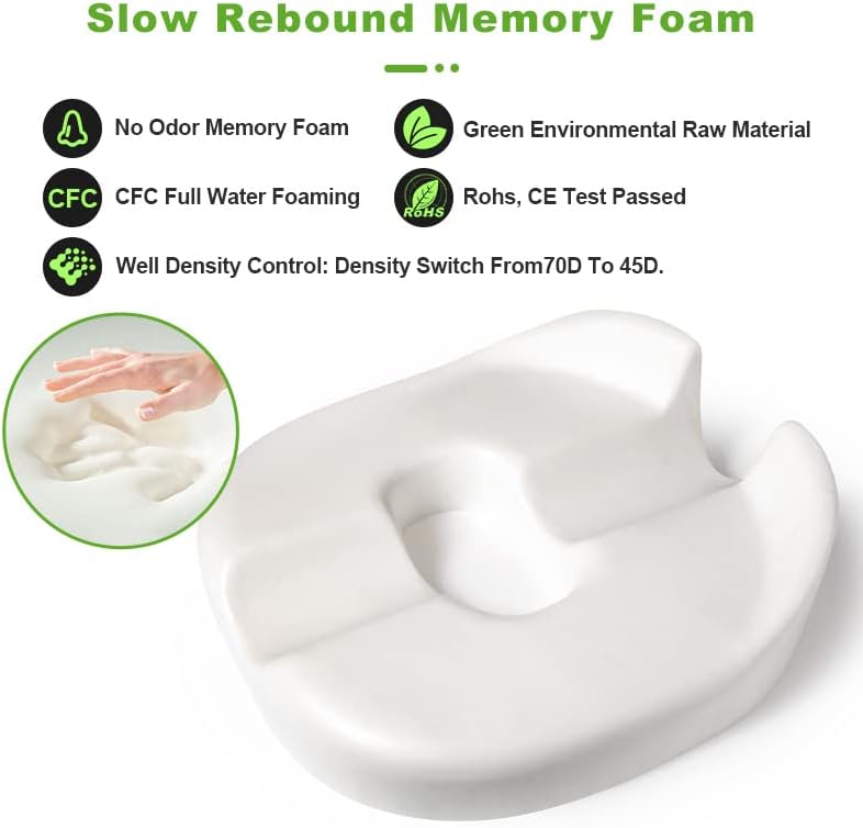 Donut Pillow Coccyx Seat Cushion for Prostate, Sciatica, Pelvic Floor, Pressure Sores, Pregnancy, Perineal Surgery, Postpartum Recovery Pain Pressure Relief Memory Foam Chair Pad