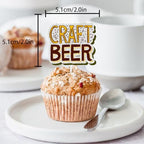 18pcs Gold Glitter Dessert Cupcake Topper Pick for Cheer Beer Happy Festival Traditional Oktoberfest Festival Theme Decor Supplies Men Women Happy Birthday Decorations