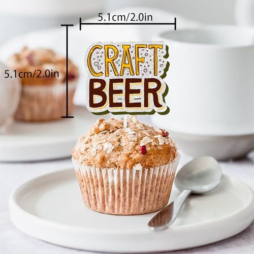 18pcs Gold Glitter Dessert Cupcake Topper Pick for Cheer Beer Happy Festival Traditional Oktoberfest Festival Theme Decor Supplies Men Women Happy Birthday Decorations