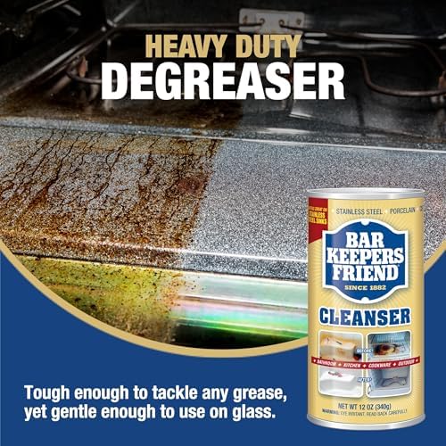Bar Keepers Friend Powder Cleanser, 12 oz x 2, Multipurpose Cleaner, Degreaser & Remover for Burnt Stainless Steel Pots and Pans, Rust Stains, Hard Water Deposits & Soap Scum
