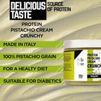 EATALIAN by AMZ BETTER Spreadable Crunchy Pistachio Protein Cream 17.63 oz/ 500 gr, Pistachio Cream with Grains, Protein Paste, Sweet Taste, Ideal on Bread Excellent for Dubai Chocolate, Made in Italy