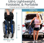 Vive Lightweight Manual Wheelchair - Narrow, Foldable Wheel Chair for Active Adults - Portable Transport, Small Compact & Folding - Collapsible for Travel - Fully Adjustable & Weighs Only 25 lbs