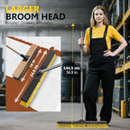 24" Push Broom,Masthome Industrial Broom with Stiff Bristles,Outdoor Broom Heavy Duty and 55" Long Handle,Heavy Duty Broom Brush for Garage Yard Patio Warehouse Concrete Floor Cleaning
