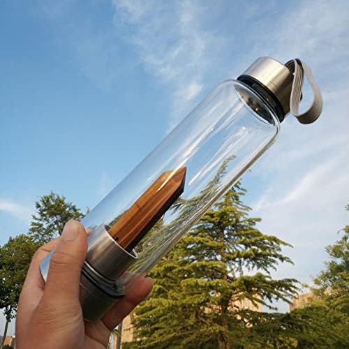 550 Ml Natural Crystal Water Bottle Natural Quartz Crystal Gem Infused Water Bottle Wand Healing Elixir Point Reiki Crystal Obelisk Wand Stick Sport Water Bottle (Color : White Turquoise)