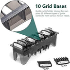 Guide Comb Storage Box, Rectangular Plastic Universal 10 Grid Base for Electric Hair Clipper Limit Comb Hair Tools Supplies Storage Organizer Guide Comb Storage Case Container Box for Barbershop Use