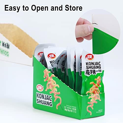 WeiLong Konjac Snack, Spicy Hot Strips, Spicy Snacks Latiao La tiao, Chinese Snacks Moyushuang, Spicy and Sour Flavor, 卫龙辣条，魔芋爽(酸辣), 18g*20 Bags, Pack of 1