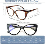 CLASAGA Progressive Multifocus Reading Glasses for Women Blue Light Blocking Spring Hinge Computer Multifocal Cat Eye Readers