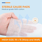 100 Pack Sterile Gauze Pads 4x4 Inch 12-Ply, 100% Cotton Large Gauze Sponges for Wound Care, Highly Absorbent Bulk Hospital-Grade First Aid & Surgical Dressing