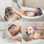 Scalp Massager Shampoo Brush, Hair Scalp Scrubber Shower Brush, Scalp Exfoliator and Head Massager for Women Men Kids Pets, Dandruff Cleaning Hair Wash Brush for Wet and Dry Use Purple