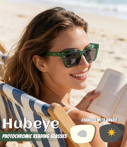 Hubeye Progressive Reading Glasses For Women Oprah Style Blue Light Blocking Computer Multifocus Square Reader