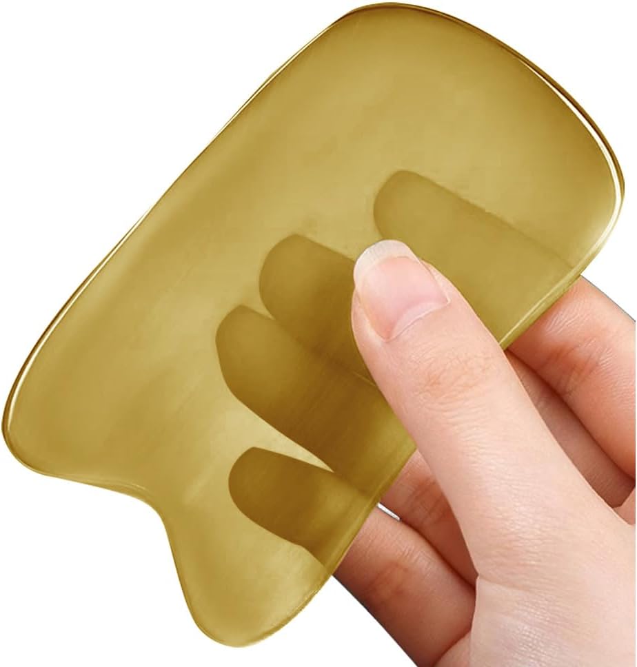 Youngme Ox Horn Scraping Massage Tool, Gua Sha Facial Tool Natural Message Board for Body, Neck, Face (4mm Thick)