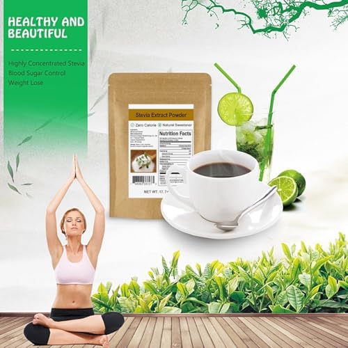 Pure Stevia Extract Powder without Erythritol 17.7oz(500g) - Highly Concentrated Stevia Powder Sweetener, Zero Calorie, No Artificial, Natural Sugar Alternative