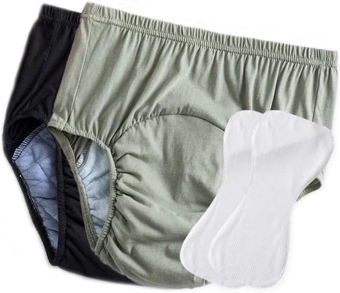 Breathable Cotton Diapers are Not Wet and Leak Proof,Unisex Waterproof Incontinence Adult Diaper,Reusable Diaper Pants,for The Elderly, Disabled, Postpartum,2 Pieces,L
