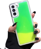 Yatchen Liquid Fluorescent Case Compatible with Samsung Galaxy S24 Ultra,Luxury Fun Glow in The Darkness Quicksand Clear Soft TPU Back Cover Luminous Shockproof Protector-Green