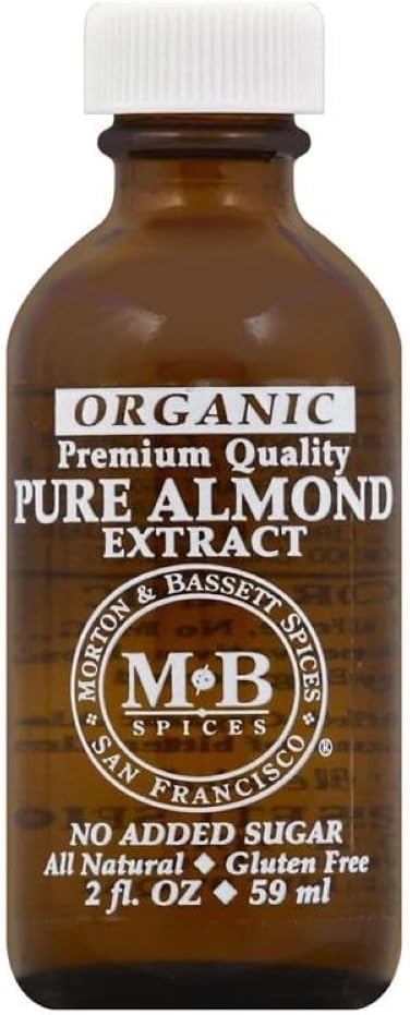Morton & Bassett Pure Almond Extract | Rich Nutty Flavor for Baking & Desserts | Gluten Free, Salt Free, Non-GMO | 2 fl oz Bottle