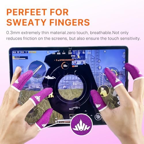 10 Pack Silver Fiber Dedales Gamer Anti Slip Sweat Proof Gaming Finger Sleeves Cots Mobile Phone Gloves Guantes para Durable Thumb Covers for Pubg (Rose Red10-Pack + Storage Box)