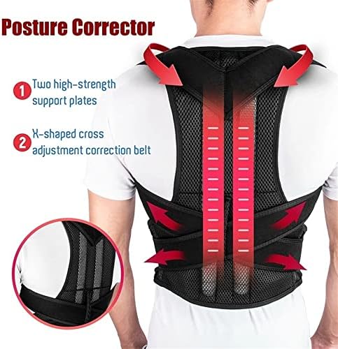 S-5XL Plus Size Posture Corrector Full Back Brace Belt Unisex Adjustable Back Support Shoulder Clavicle Spine Support Belt Lumbar Brace Back Trainer (Color : Black, Size : XXL) (Black 3XL)