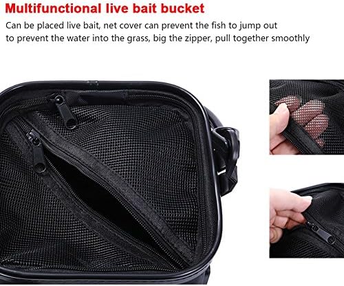 Drasry Foldable Fishing Bait Bucket EVA Fish Bait Shrimp Minnow Bucket Live Well Multi-Functional Fish Bucket (Black)