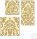 IHR Ideal Home Range Dinner Napkins Disposable 3-Ply Paper Hand Towels, 8.5" x 4.5", Grandeur (Cream/Gold), 16-Count